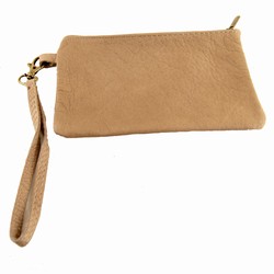 Læder pung - mobiltaske i brun