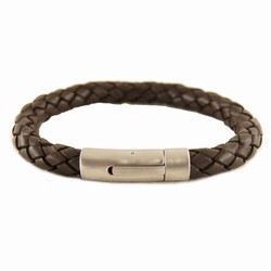 Brun herre armbånd i læder - 19 cm