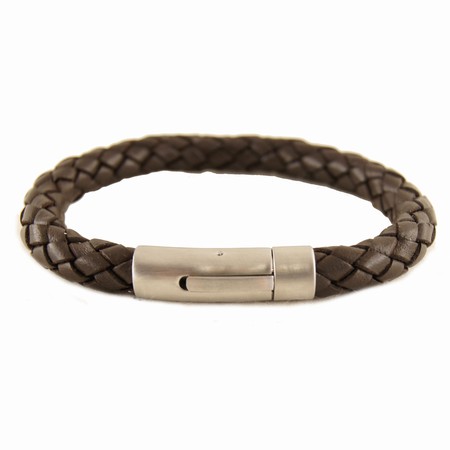 Brun herre armbånd i læder - 19 cm